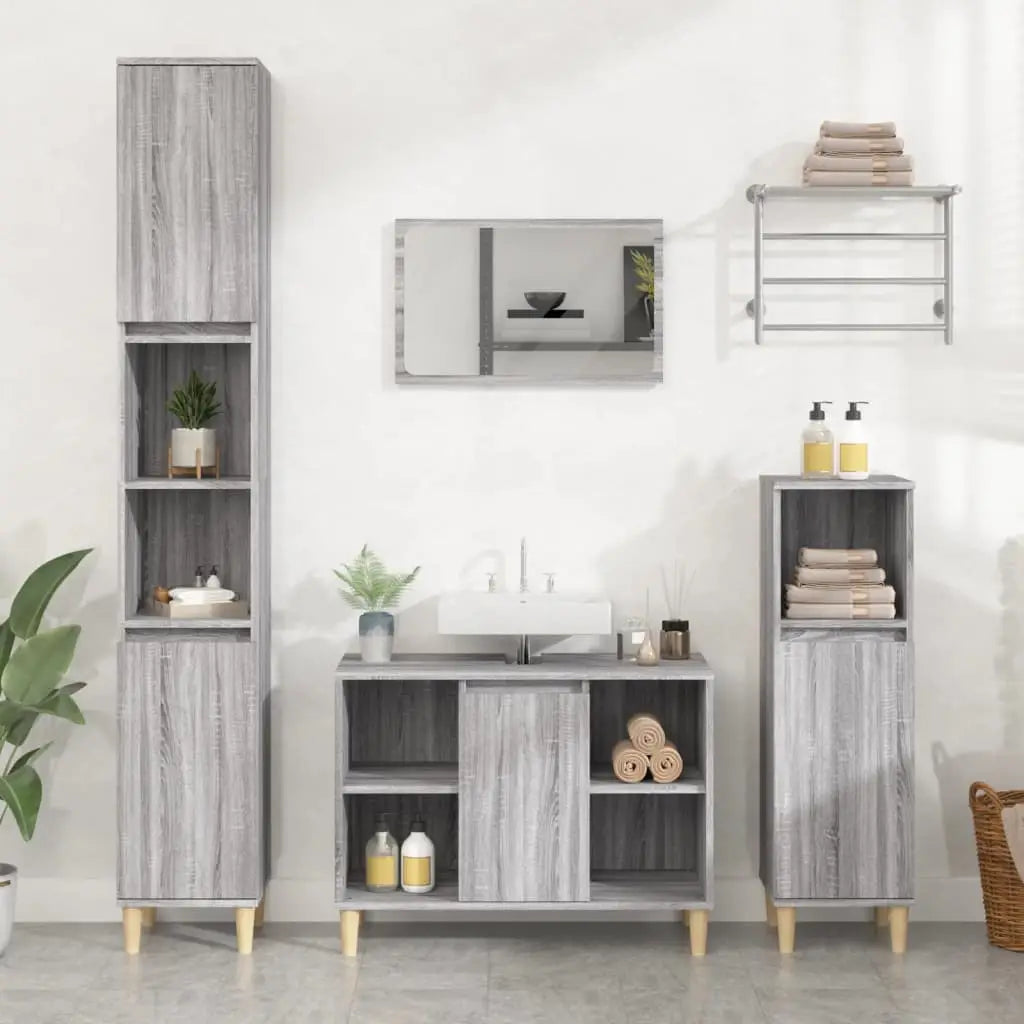 Ensemble de meubles de salle de bain 3 pcs Sonoma gris - XIOS