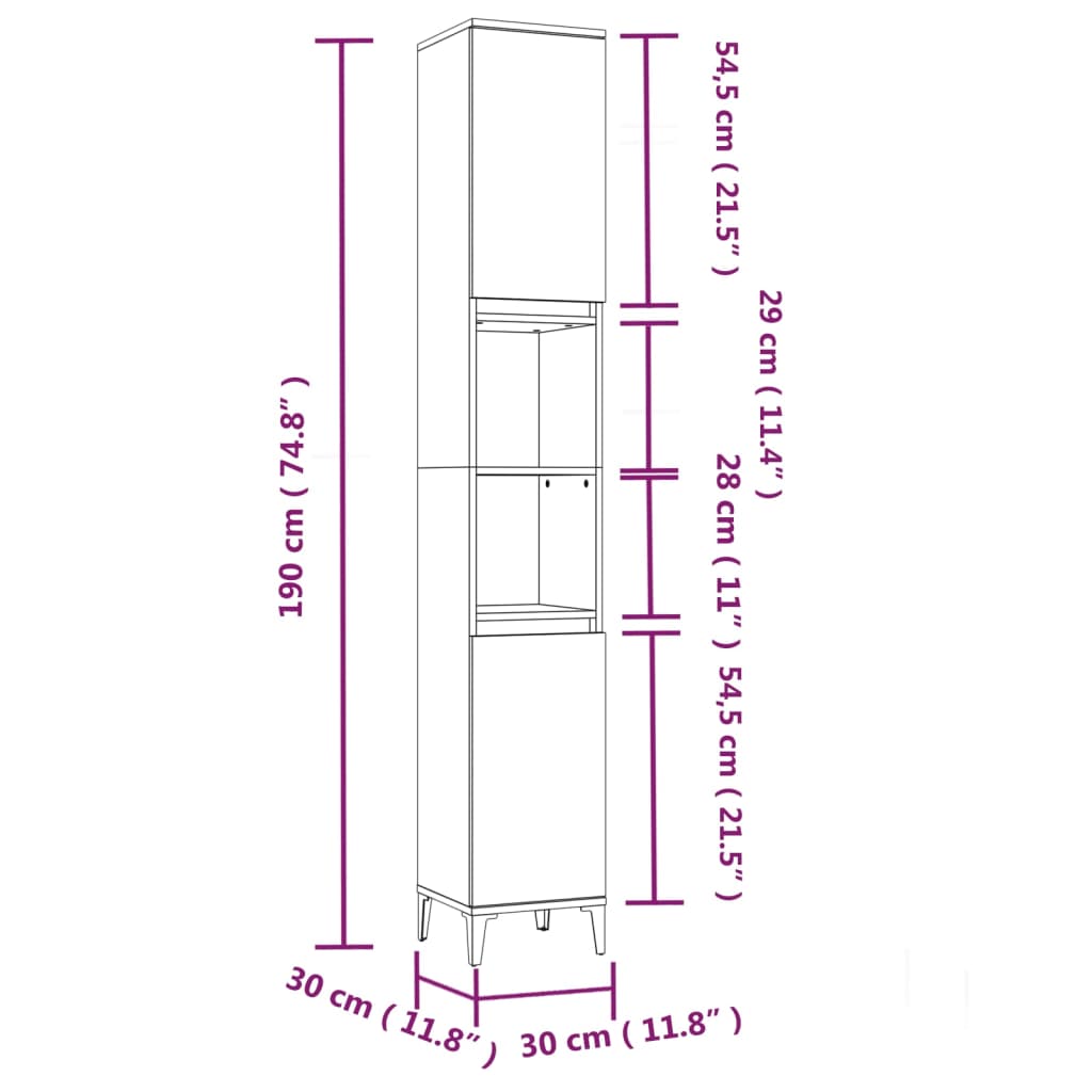 Ensemble de meubles de salle de bain 3 pcs Sonoma gris