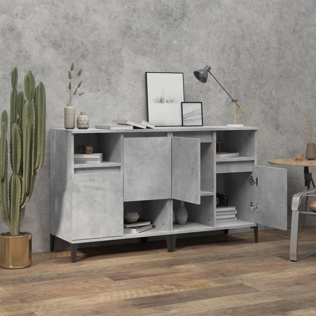 Buffets 2 pcs gris béton 60x35x70 cm bois d'ingénierie - XIOS