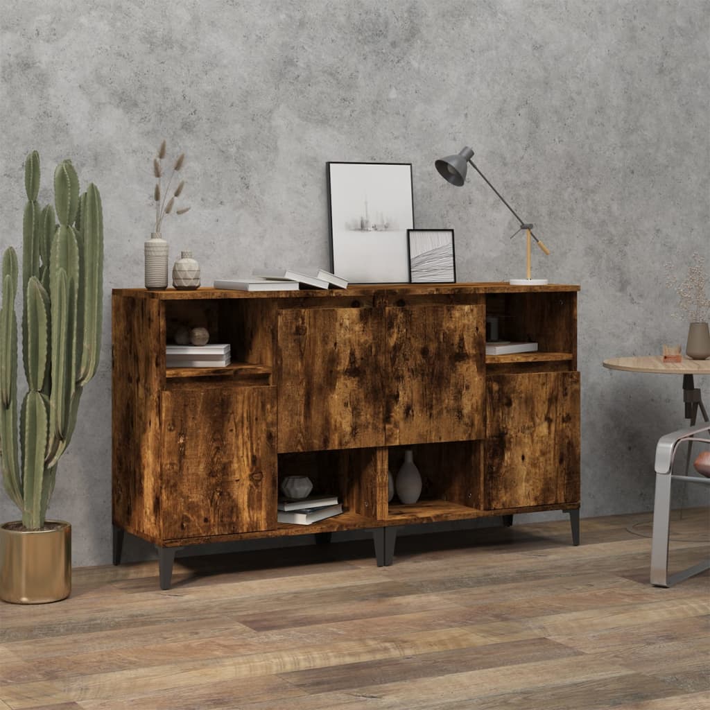 Buffets 2 pcs chêne fumé 60x35x70 cm bois d'ingénierie - XIOS