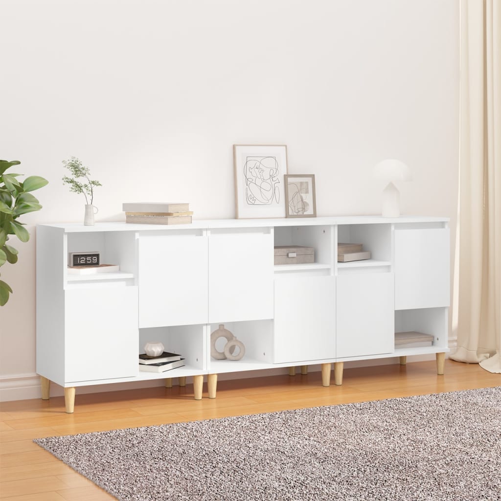 Buffets 3 pcs blanc 60x35x70 cm bois d'ingénierie - XIOS