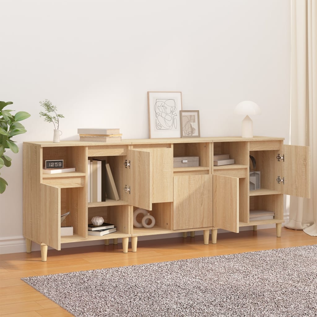 Buffets 3 pcs chêne sonoma 60x35x70 cm bois d'ingénierie
