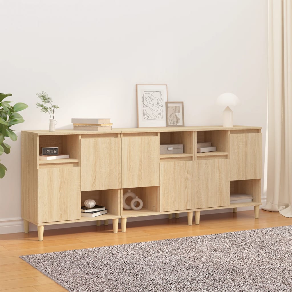 Buffets 3 pcs chêne sonoma 60x35x70 cm bois d'ingénierie