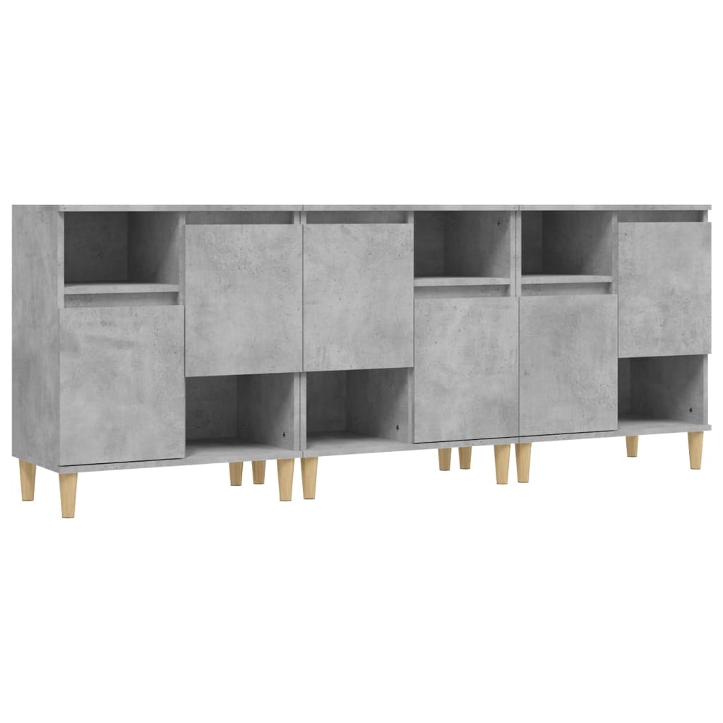 Buffets 3 pcs gris béton 60x35x70 cm bois d'ingénierie - XIOS
