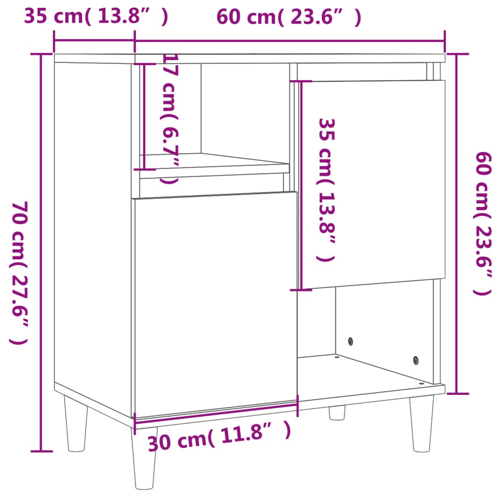 Buffets 3 pcs gris béton 60x35x70 cm bois d'ingénierie - XIOS