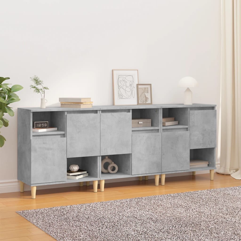 Buffets 3 pcs gris béton 60x35x70 cm bois d'ingénierie - XIOS