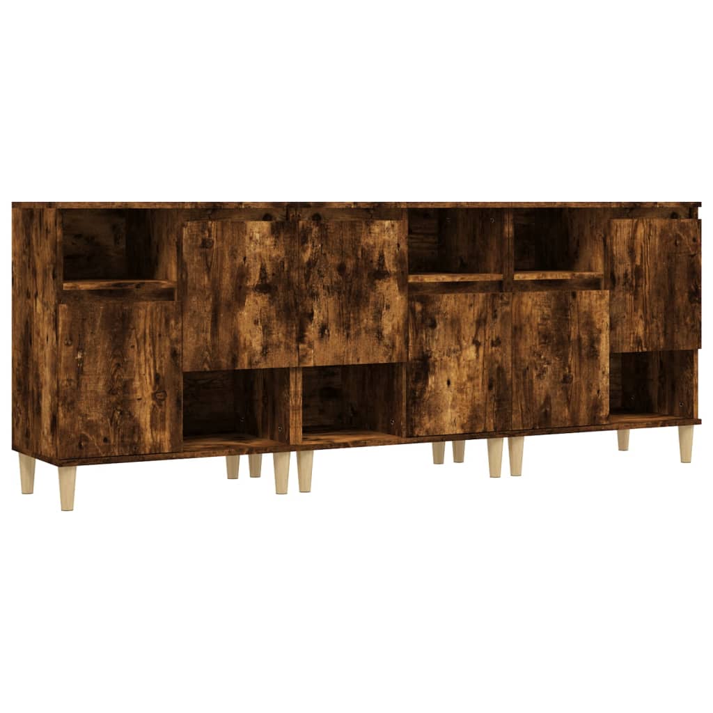 Buffets 3 pcs chêne fumé 60x35x70 cm bois d'ingénierie - XIOS