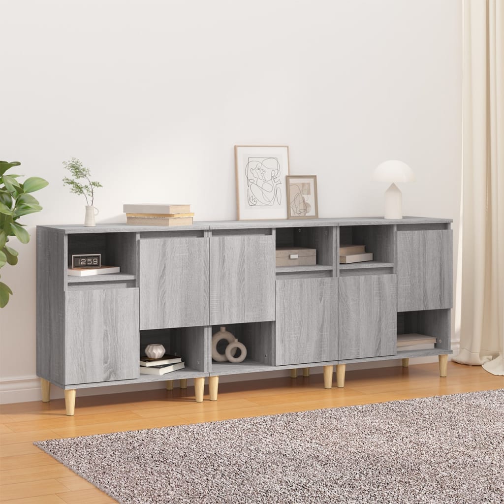 Buffets 3 pcs sonoma gris 60x35x70 cm bois d'ingénierie - XIOS