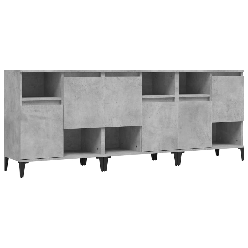 Buffets 3 pcs gris béton 60x35x70 cm bois d'ingénierie - XIOS