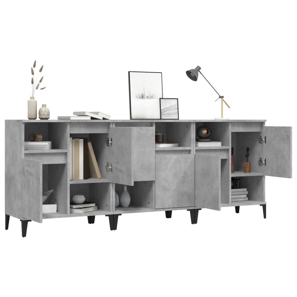 Buffets 3 pcs gris béton 60x35x70 cm bois d'ingénierie - XIOS