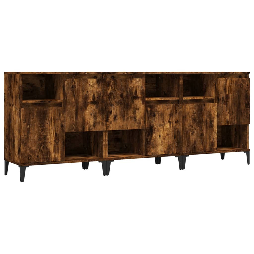 Buffets 3 pcs chêne fumé 60x35x70 cm bois d'ingénierie - XIOS