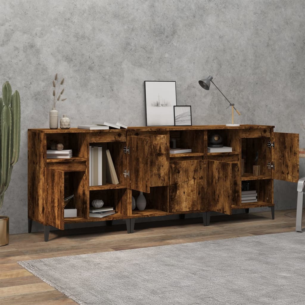 Buffets 3 pcs chêne fumé 60x35x70 cm bois d'ingénierie - XIOS