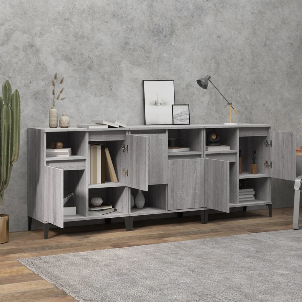 Buffets 3 pcs sonoma gris 60x35x70 cm bois d'ingénierie - XIOS