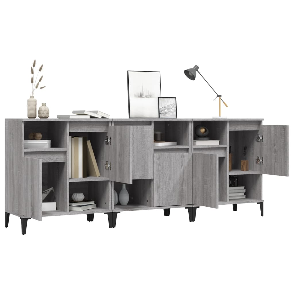 Buffets 3 pcs sonoma gris 60x35x70 cm bois d'ingénierie - XIOS