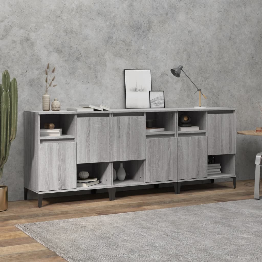 Buffets 3 pcs sonoma gris 60x35x70 cm bois d'ingénierie - XIOS