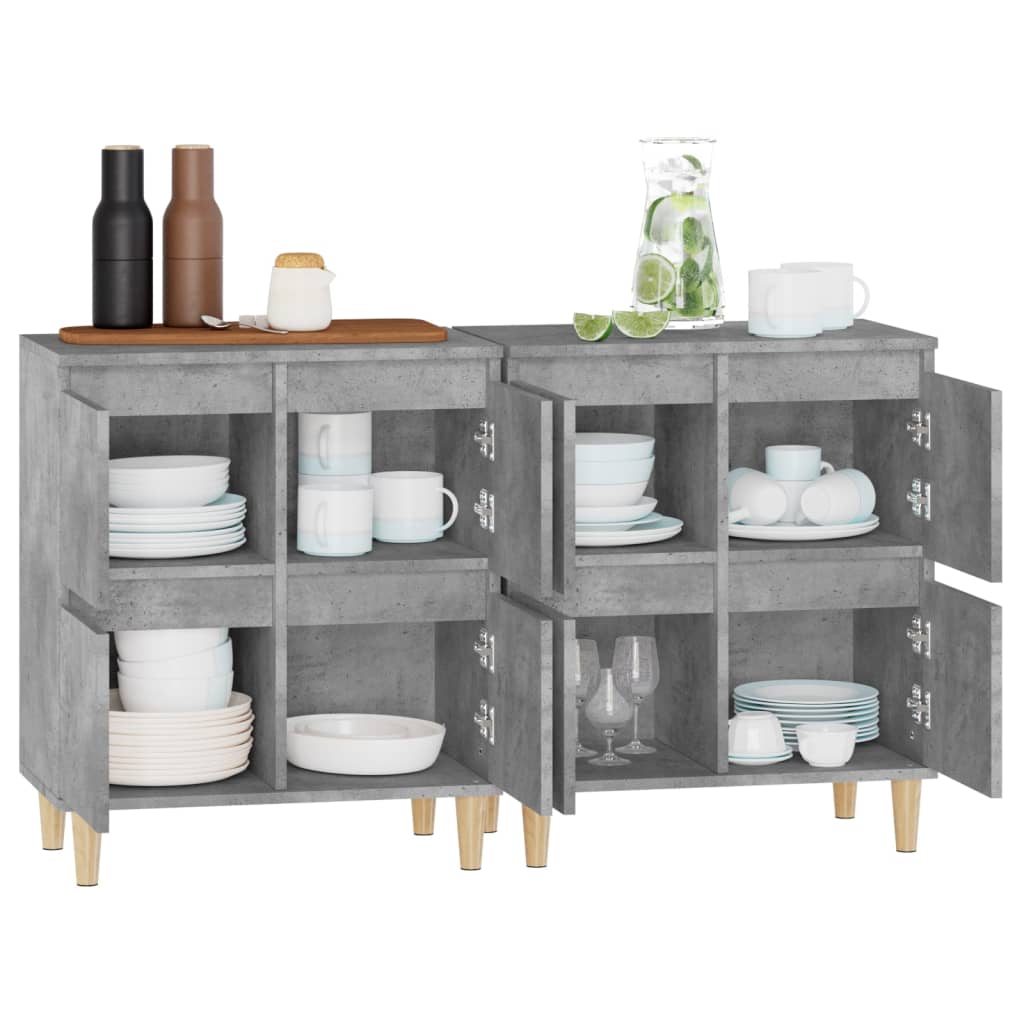 Buffets 2 pcs gris béton 60x35x70 cm bois d'ingénierie - XIOS