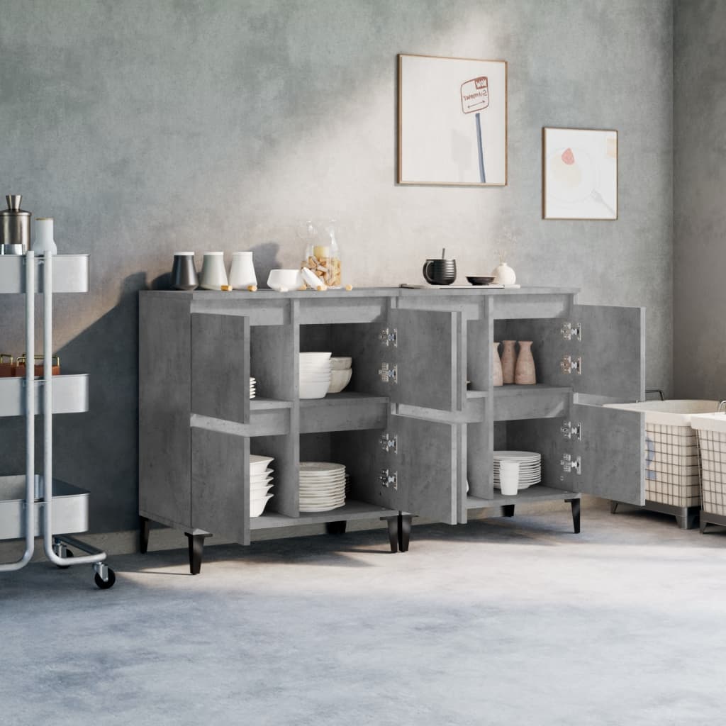 Buffets 2 pcs gris béton 60x35x70 cm bois d'ingénierie - XIOS