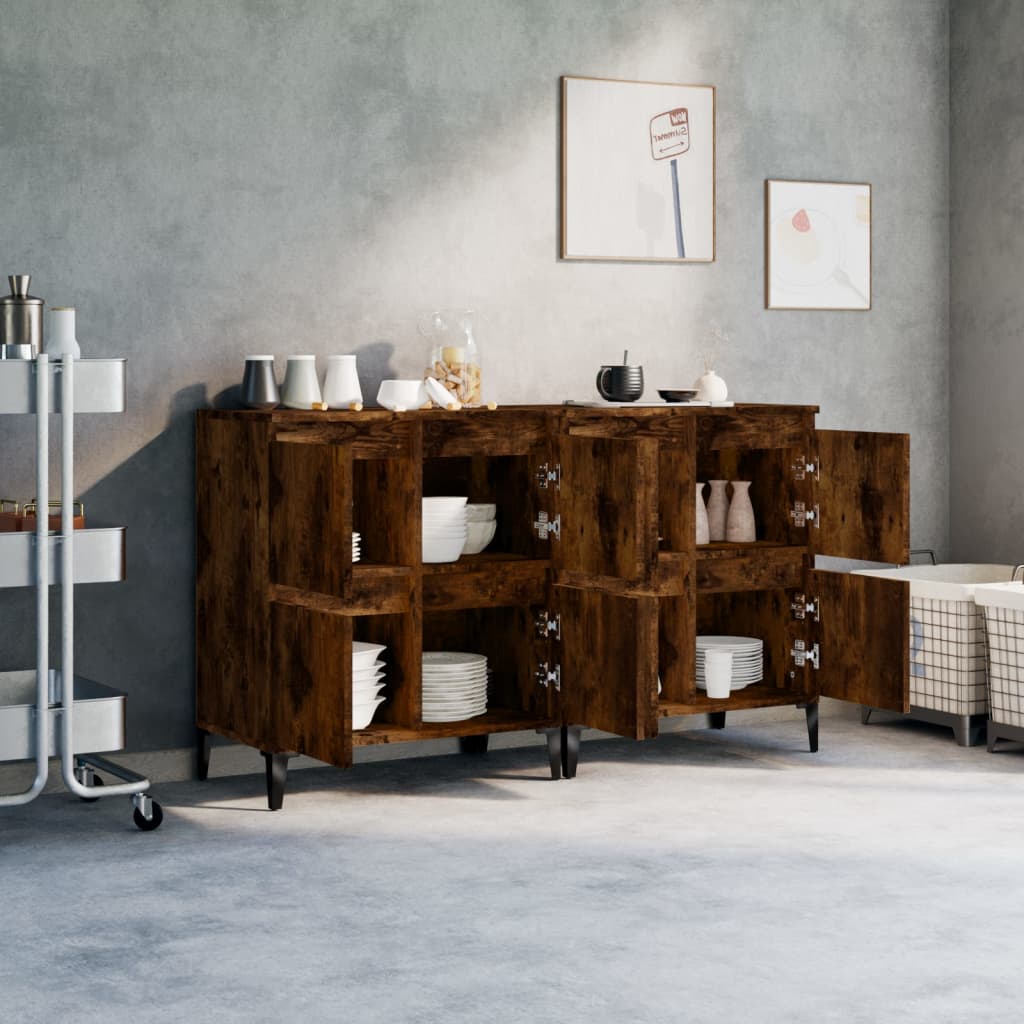 Buffets 2 pcs chêne fumé 60x35x70 cm bois d'ingénierie - XIOS