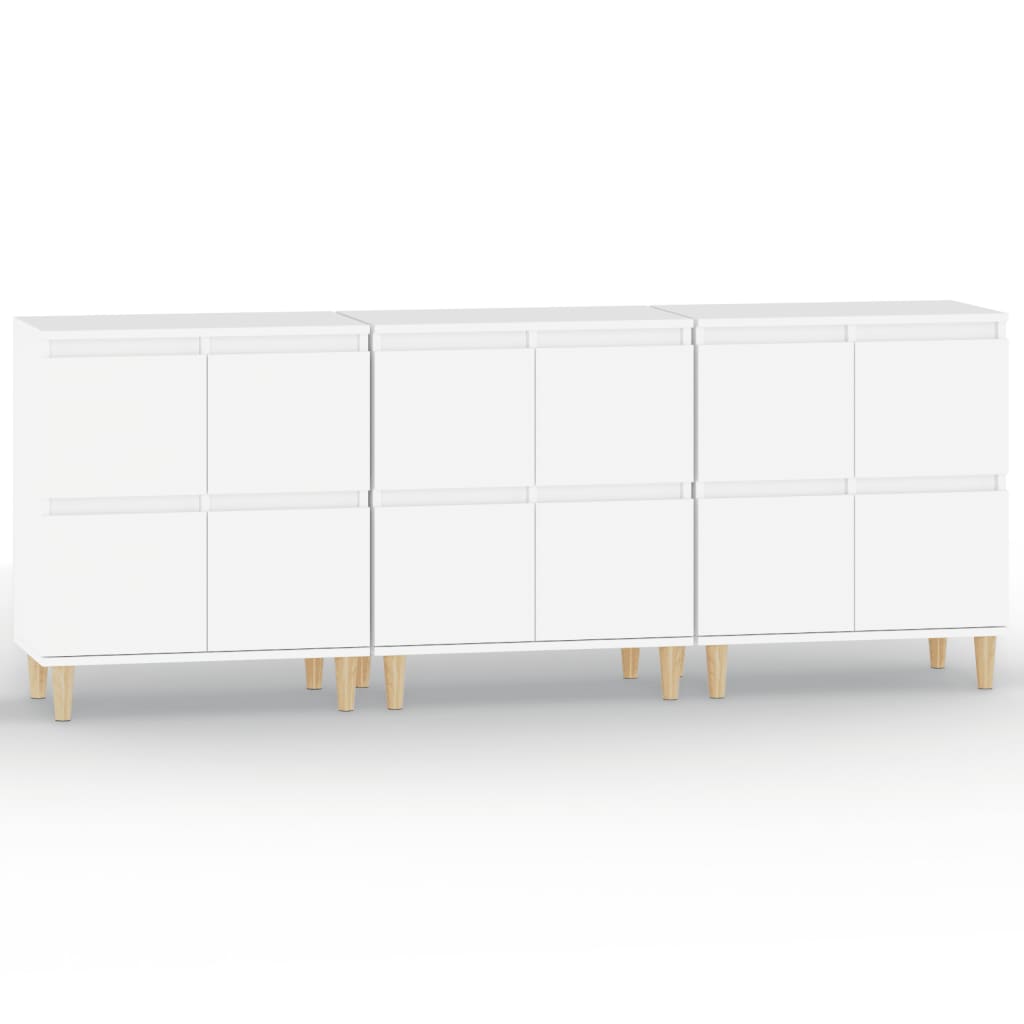 Buffets 3 pcs blanc 60x35x70 cm bois d'ingénierie - XIOS