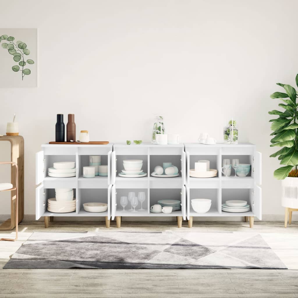Buffets 3 pcs blanc 60x35x70 cm bois d'ingénierie - XIOS