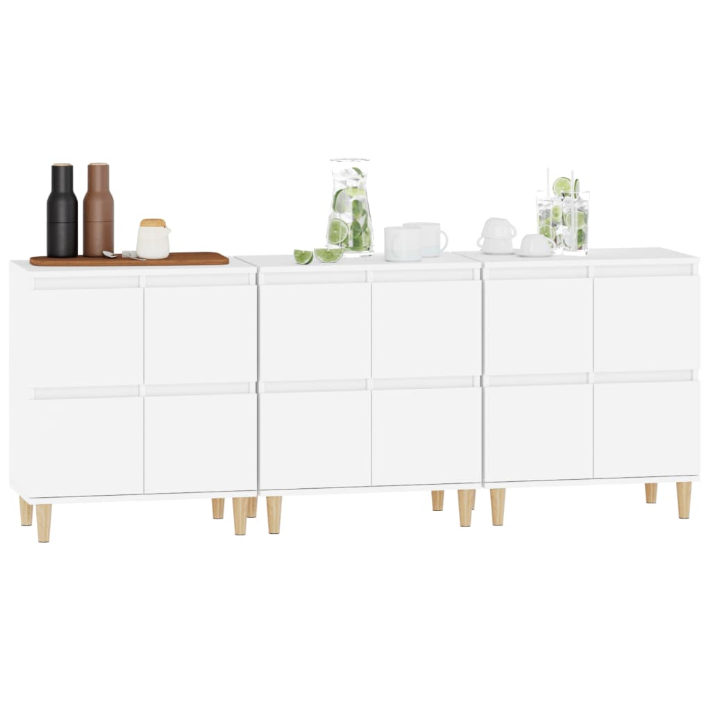 Buffets 3 pcs blanc 60x35x70 cm bois d'ingénierie - XIOS