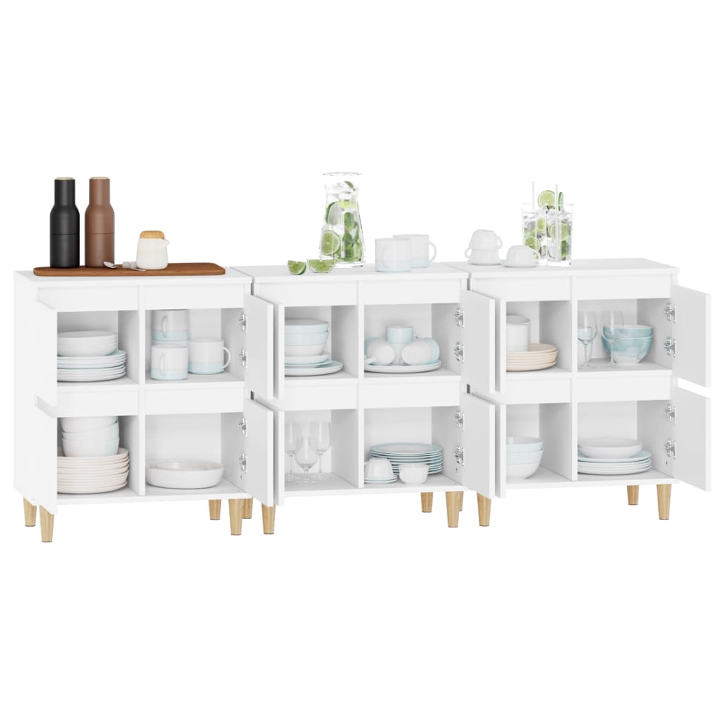 Buffets 3 pcs blanc 60x35x70 cm bois d'ingénierie - XIOS