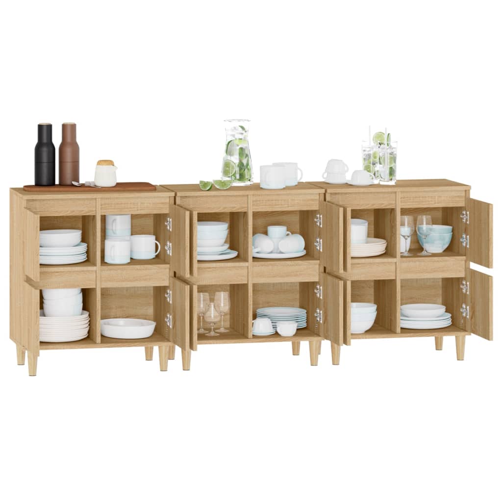 Buffets 3 pcs chêne sonoma 60x35x70 cm bois d'ingénierie - XIOS