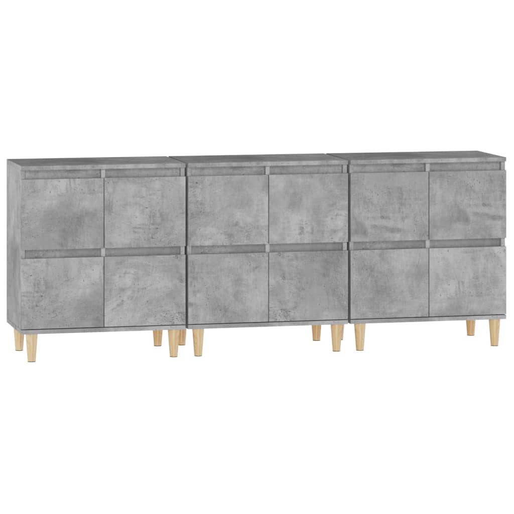 Buffets 3 pcs gris béton 60x35x70 cm bois d'ingénierie - XIOS