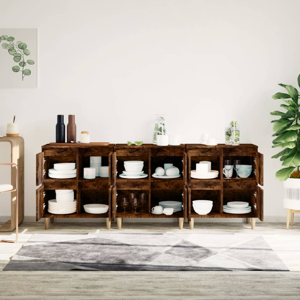 Buffets 3 pcs chêne fumé 60x35x70 cm bois d'ingénierie - XIOS
