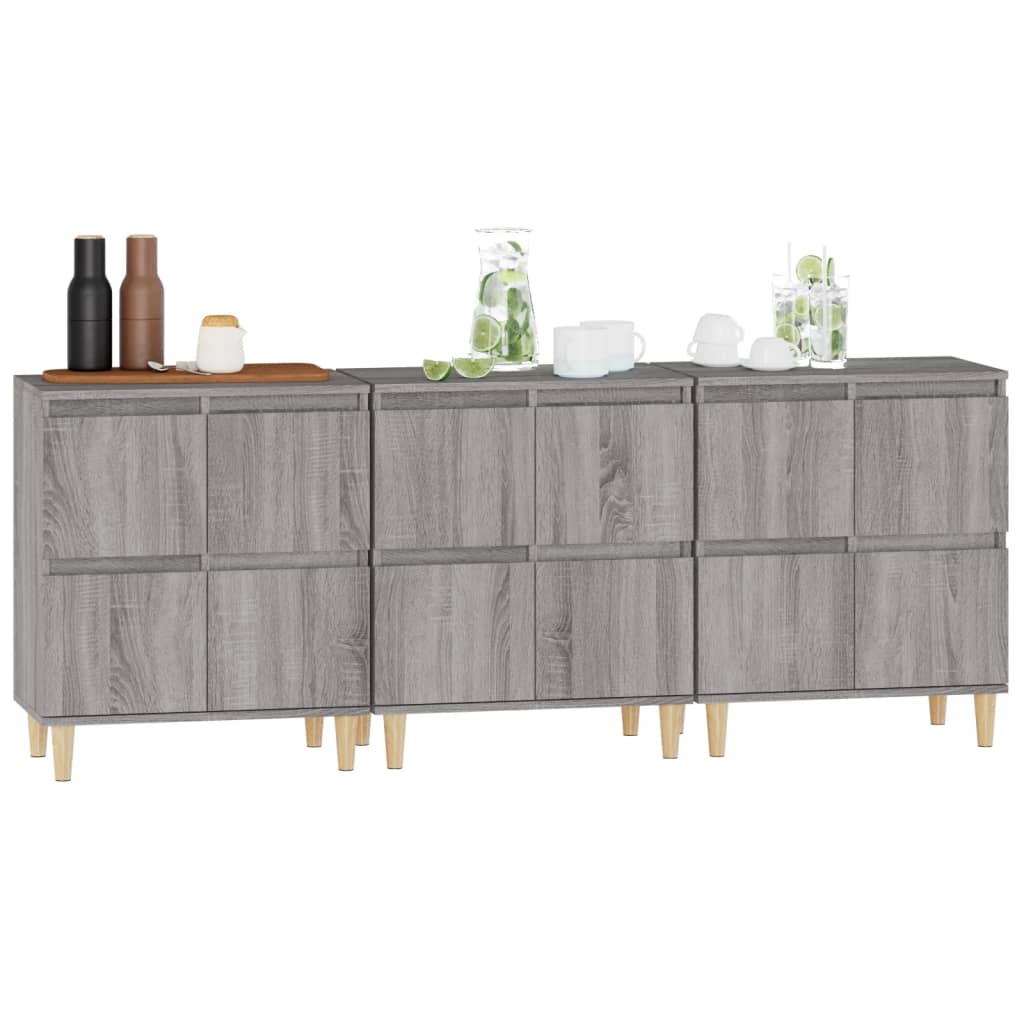Buffets 3 pcs sonoma gris 60x35x70 cm bois d'ingénierie - XIOS