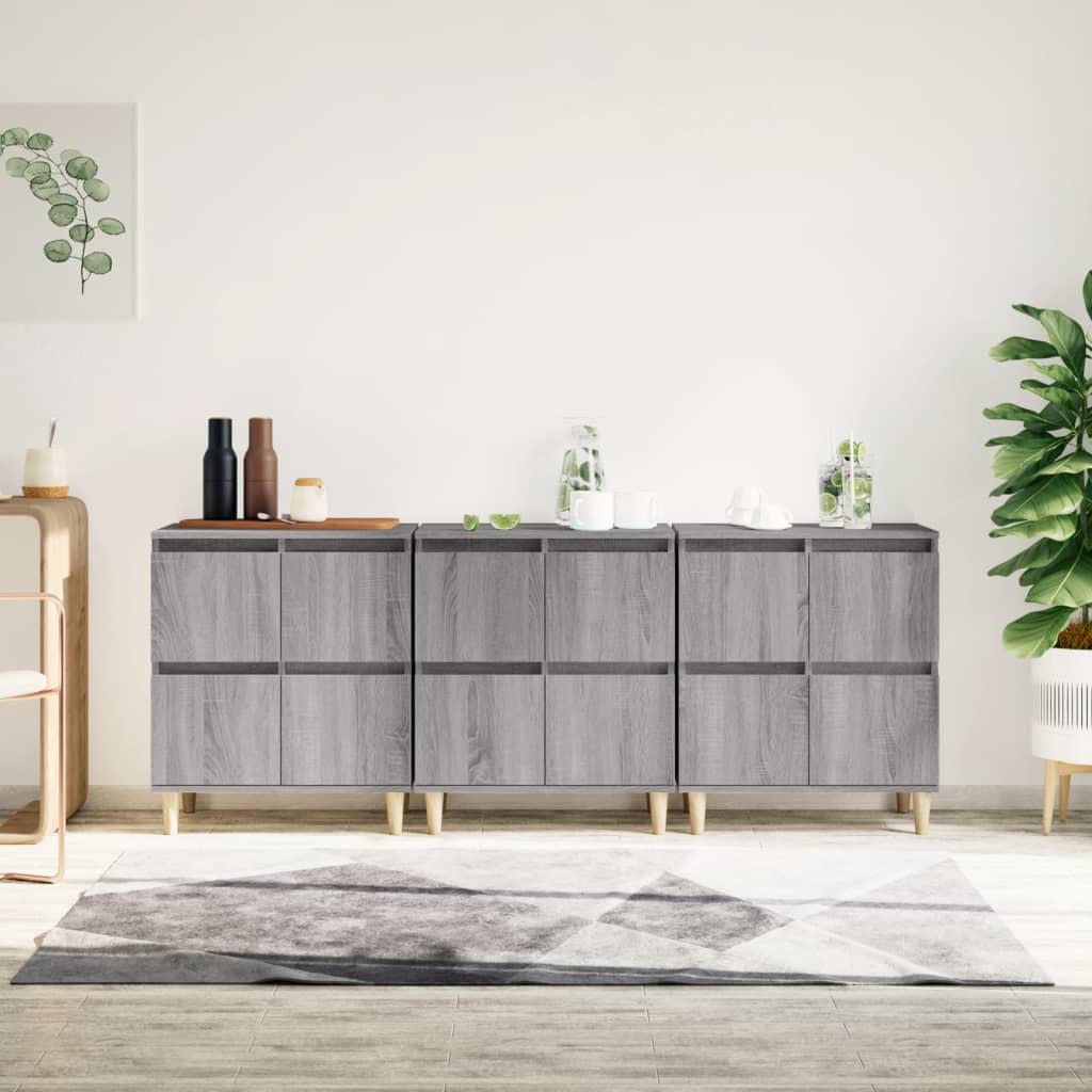 Buffets 3 pcs sonoma gris 60x35x70 cm bois d'ingénierie - XIOS