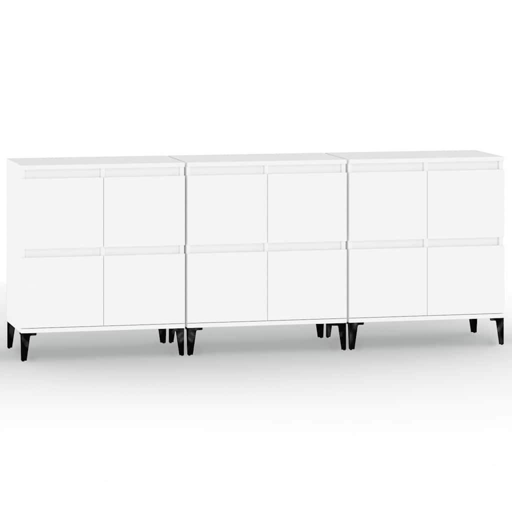 Buffets 3 pcs blanc 60x35x70 cm bois d'ingénierie - XIOS