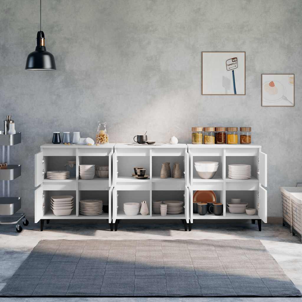 Buffets 3 pcs blanc 60x35x70 cm bois d'ingénierie - XIOS