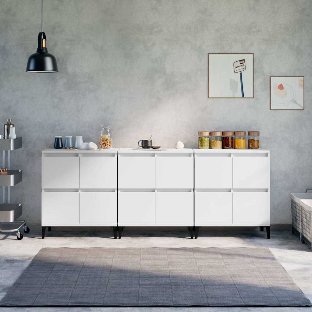 Buffets 3 pcs blanc 60x35x70 cm bois d'ingénierie - XIOS