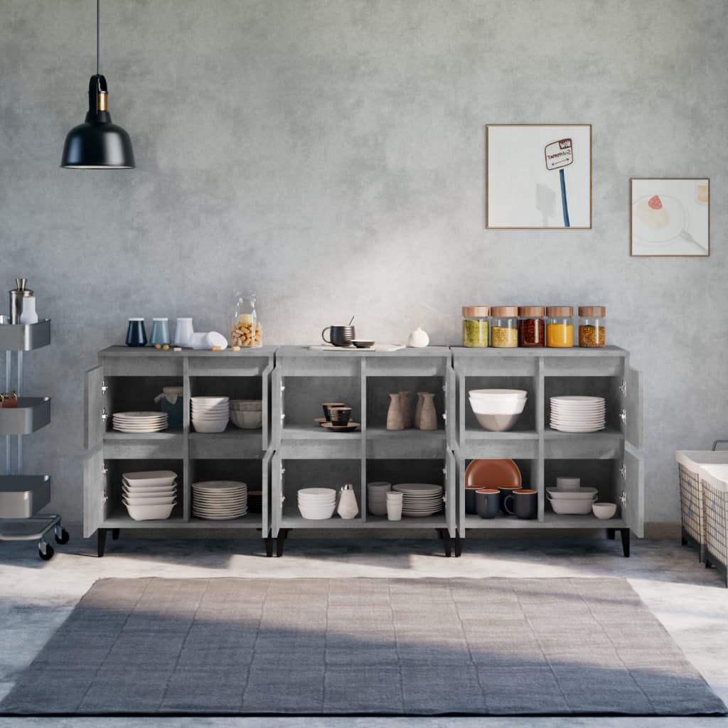 Buffets 3 pcs gris béton 60x35x70 cm bois d'ingénierie - XIOS