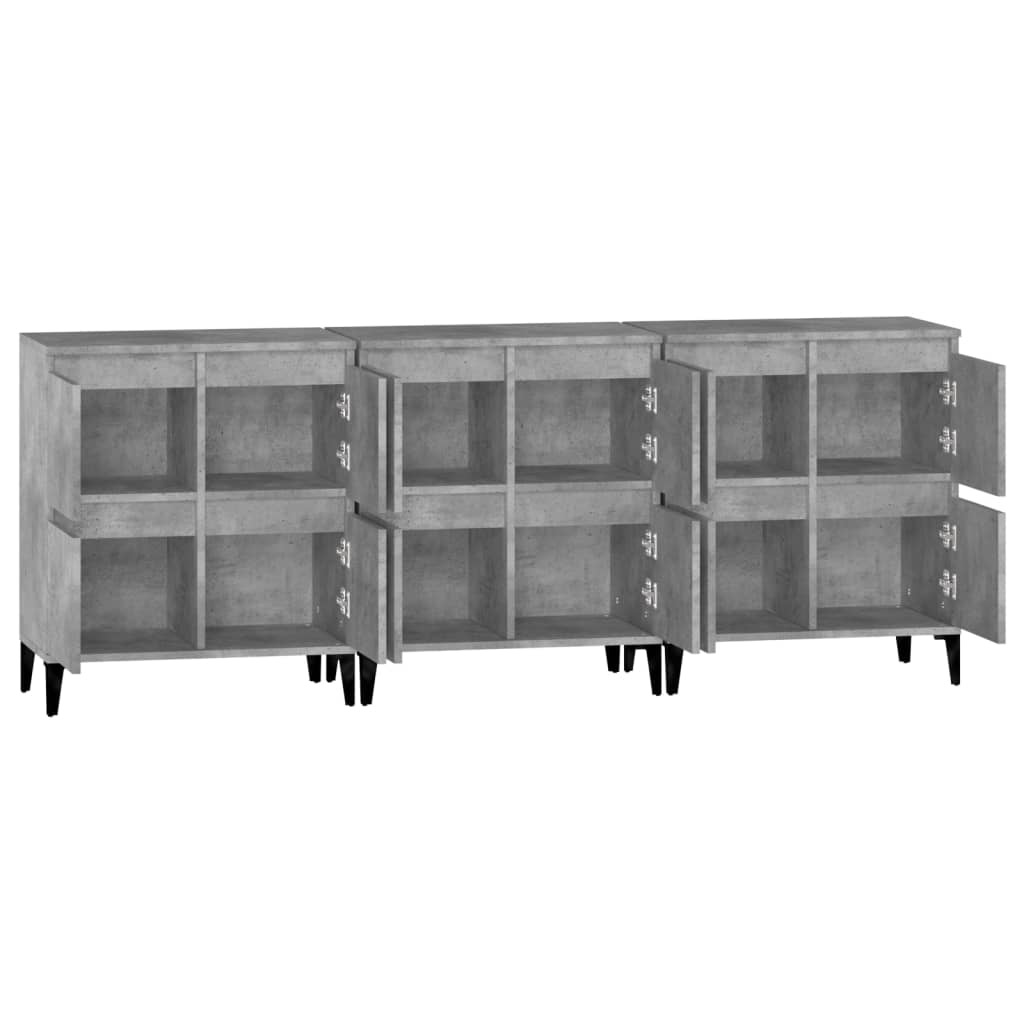Buffets 3 pcs gris béton 60x35x70 cm bois d'ingénierie - XIOS