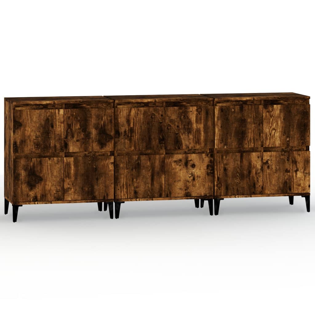 Buffets 3 pcs chêne fumé 60x35x70 cm bois d'ingénierie - XIOS