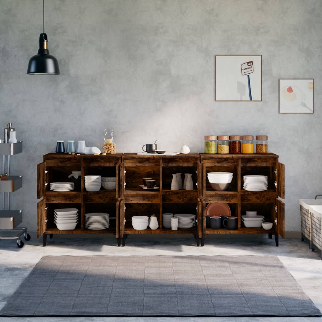 Buffets 3 pcs chêne fumé 60x35x70 cm bois d'ingénierie - XIOS