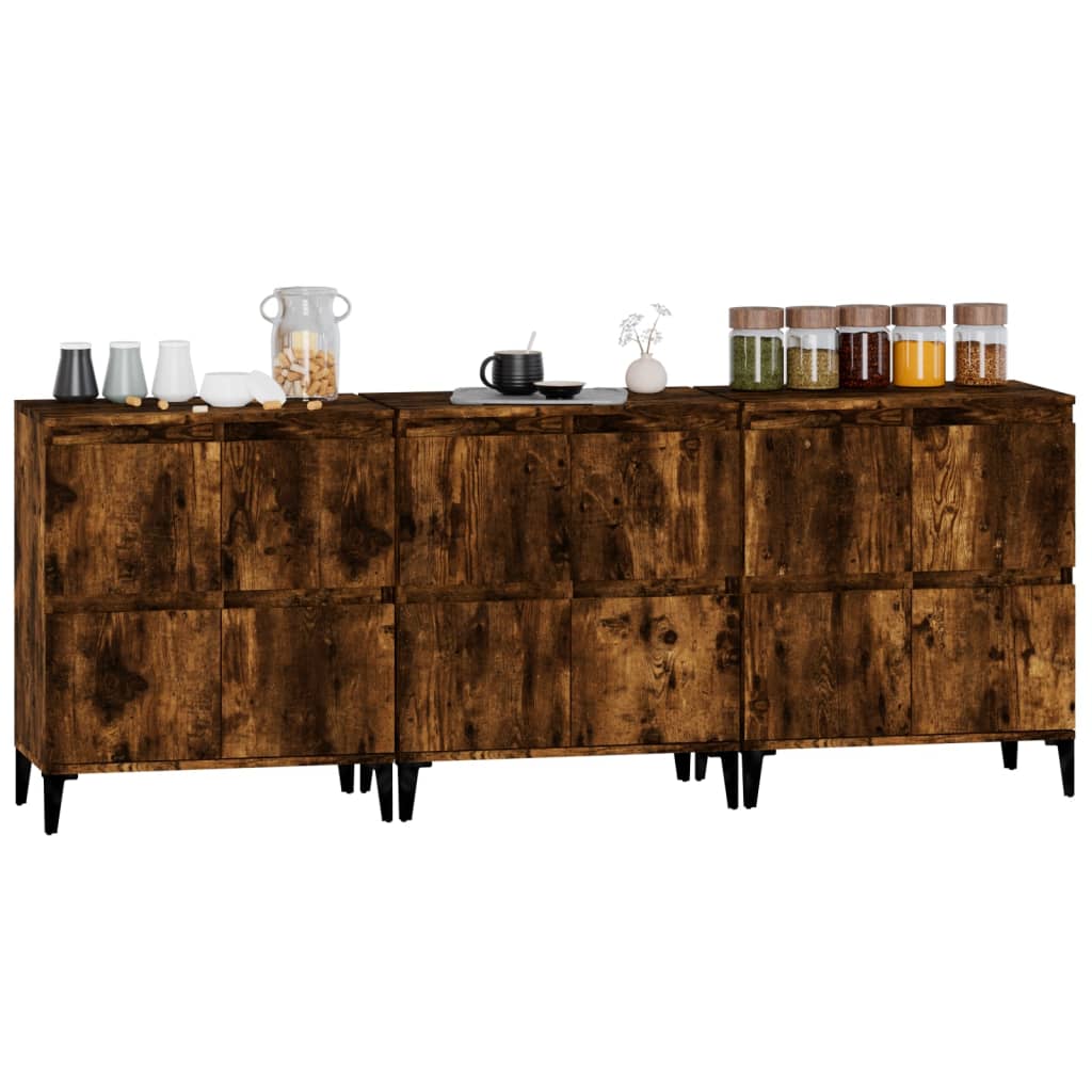 Buffets 3 pcs chêne fumé 60x35x70 cm bois d'ingénierie - XIOS