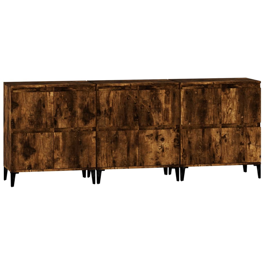 Buffets 3 pcs chêne fumé 60x35x70 cm bois d'ingénierie - XIOS