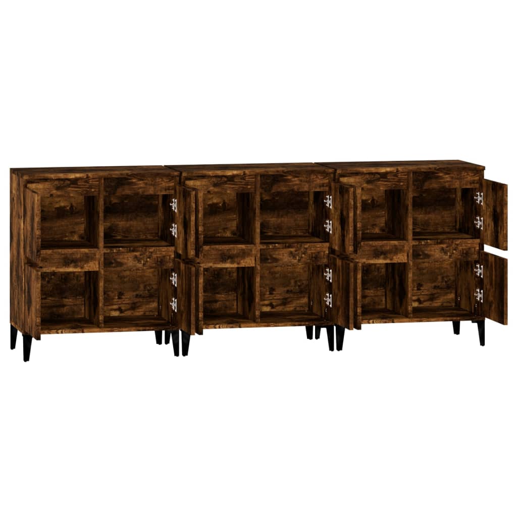 Buffets 3 pcs chêne fumé 60x35x70 cm bois d'ingénierie - XIOS