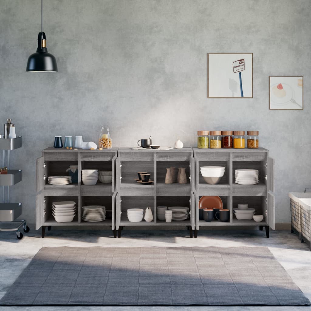 Buffets 3 pcs sonoma gris 60x35x70 cm bois d'ingénierie - XIOS