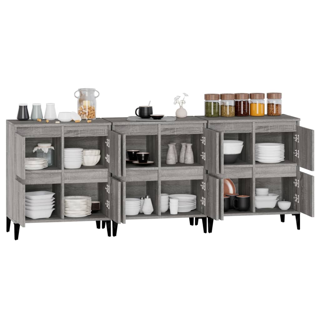 Buffets 3 pcs sonoma gris 60x35x70 cm bois d'ingénierie - XIOS