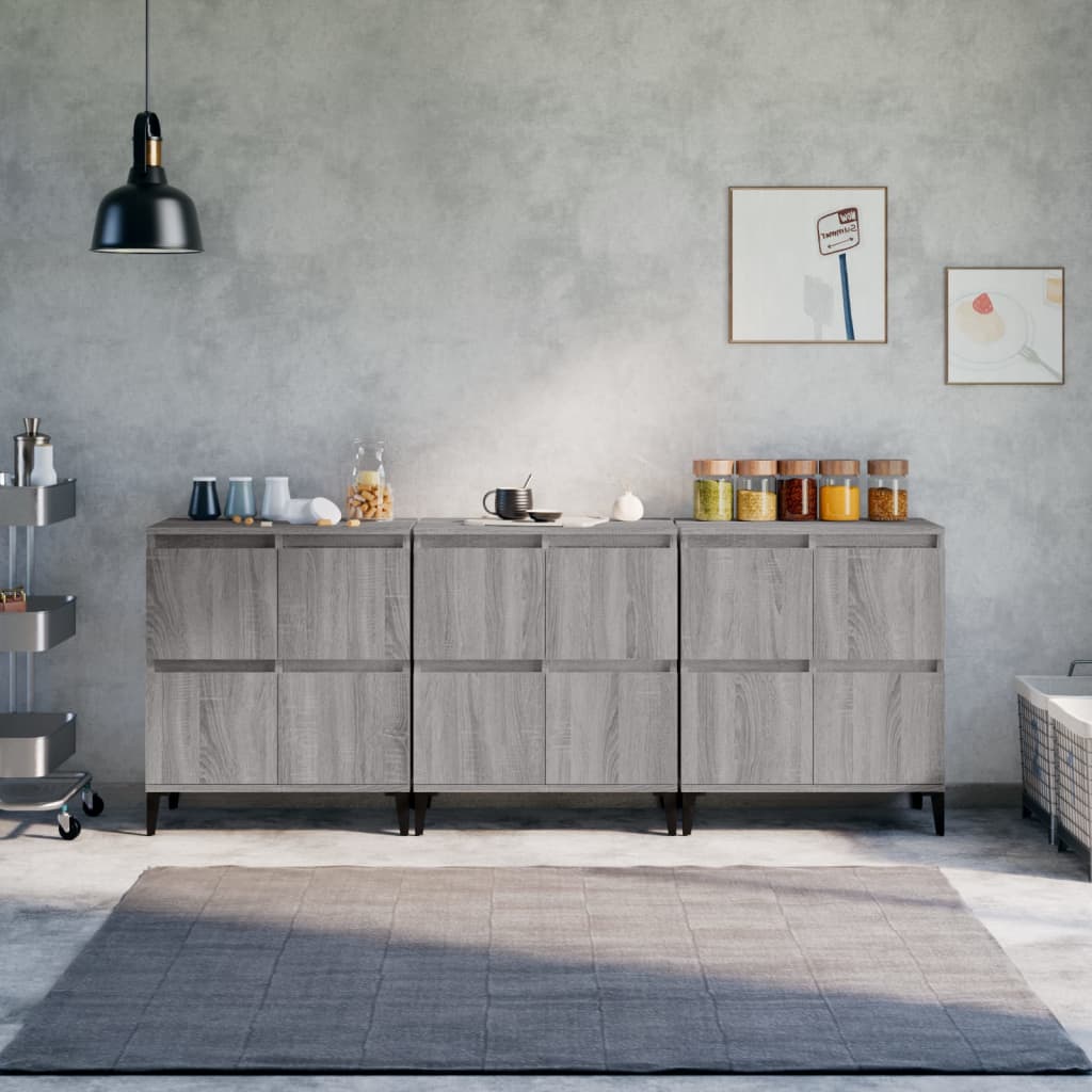 Buffets 3 pcs sonoma gris 60x35x70 cm bois d'ingénierie - XIOS
