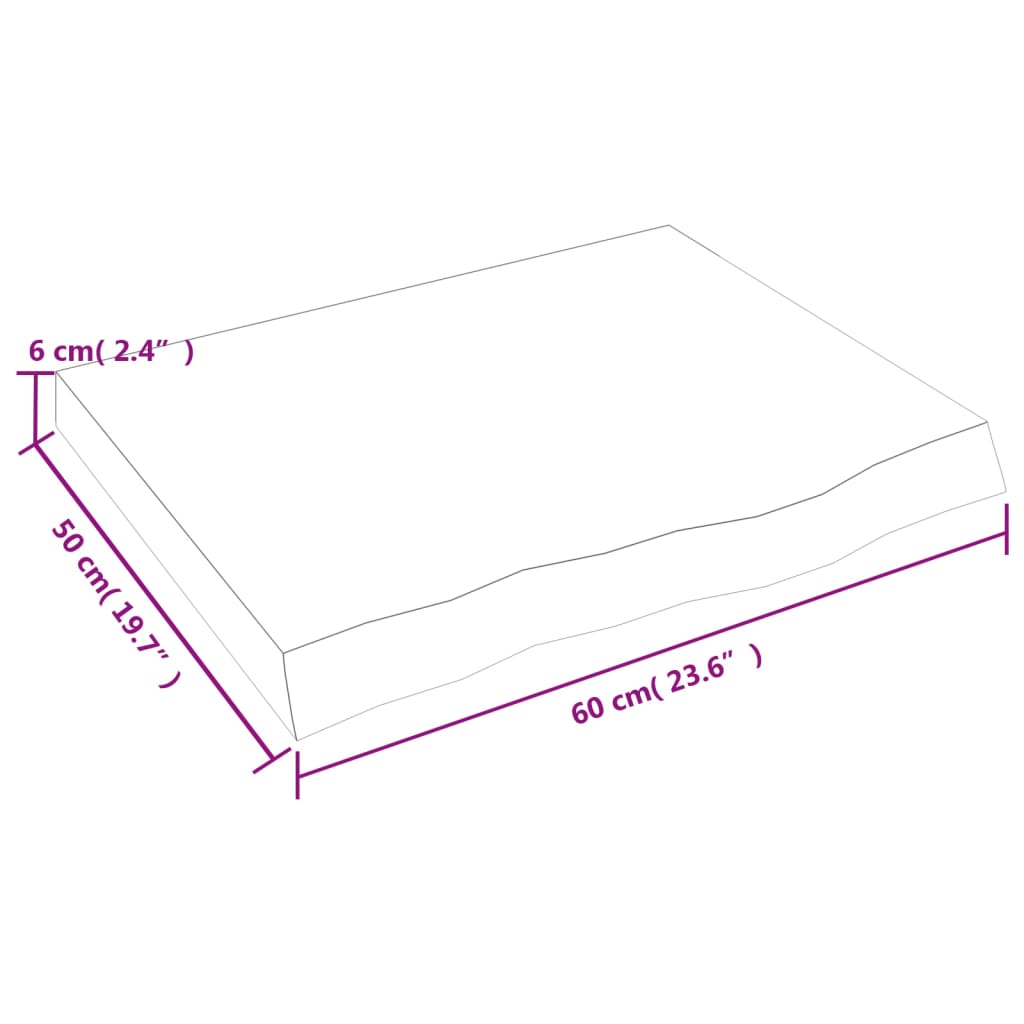 Dessus de table 60x50x(2-6) cm bois de chêne massif non traité - XIOS