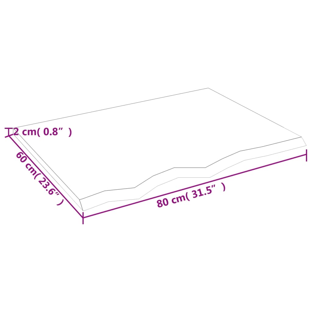 Dessus de table 80x60x2 cm bois de chêne massif non traité - XIOS