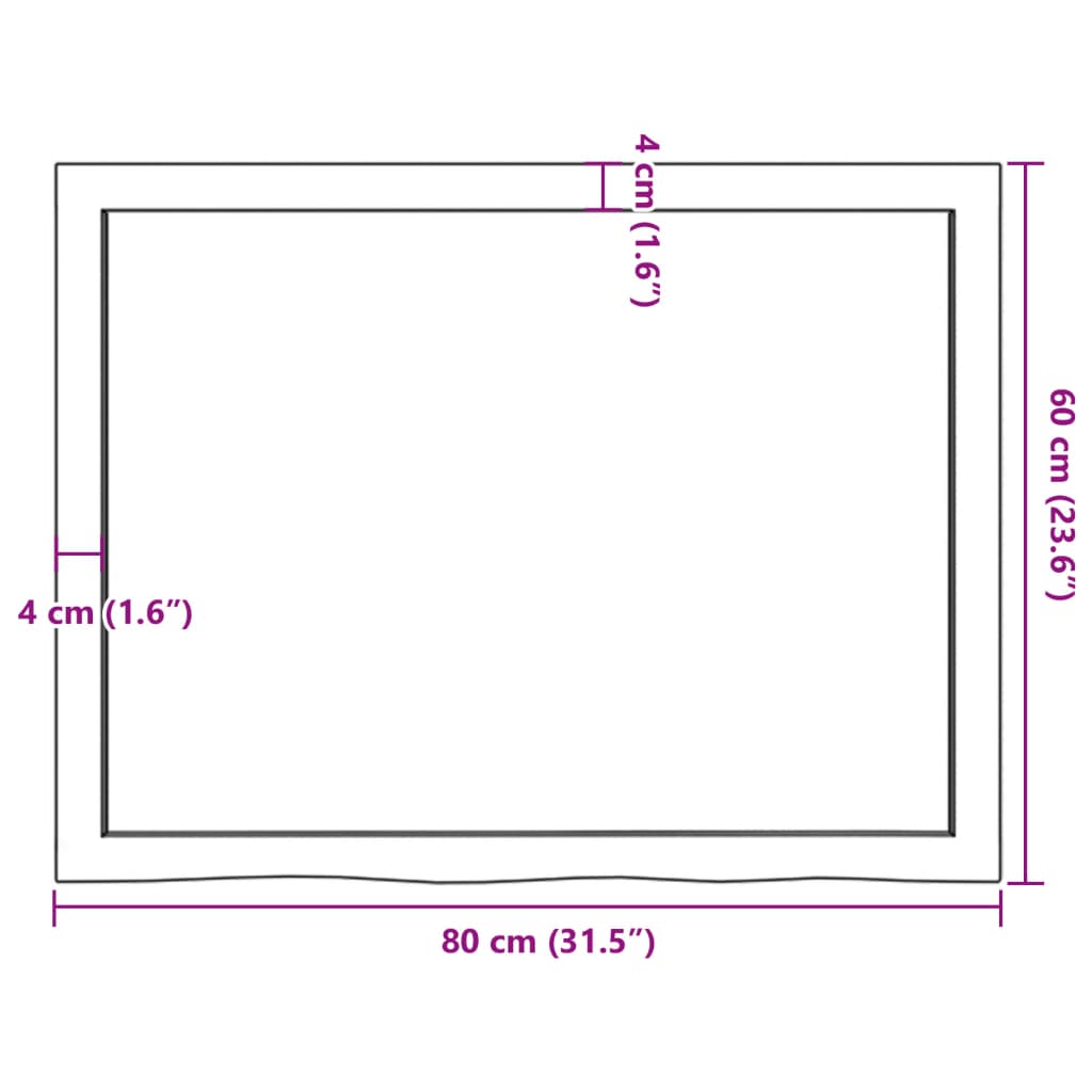 Dessus de table 80x60x(2-6) cm bois de chêne massif non traité - XIOS
