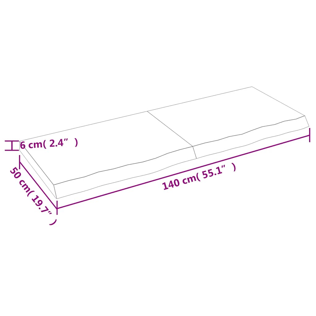Dessus de table marron clair bois chêne massif traité - XIOS
