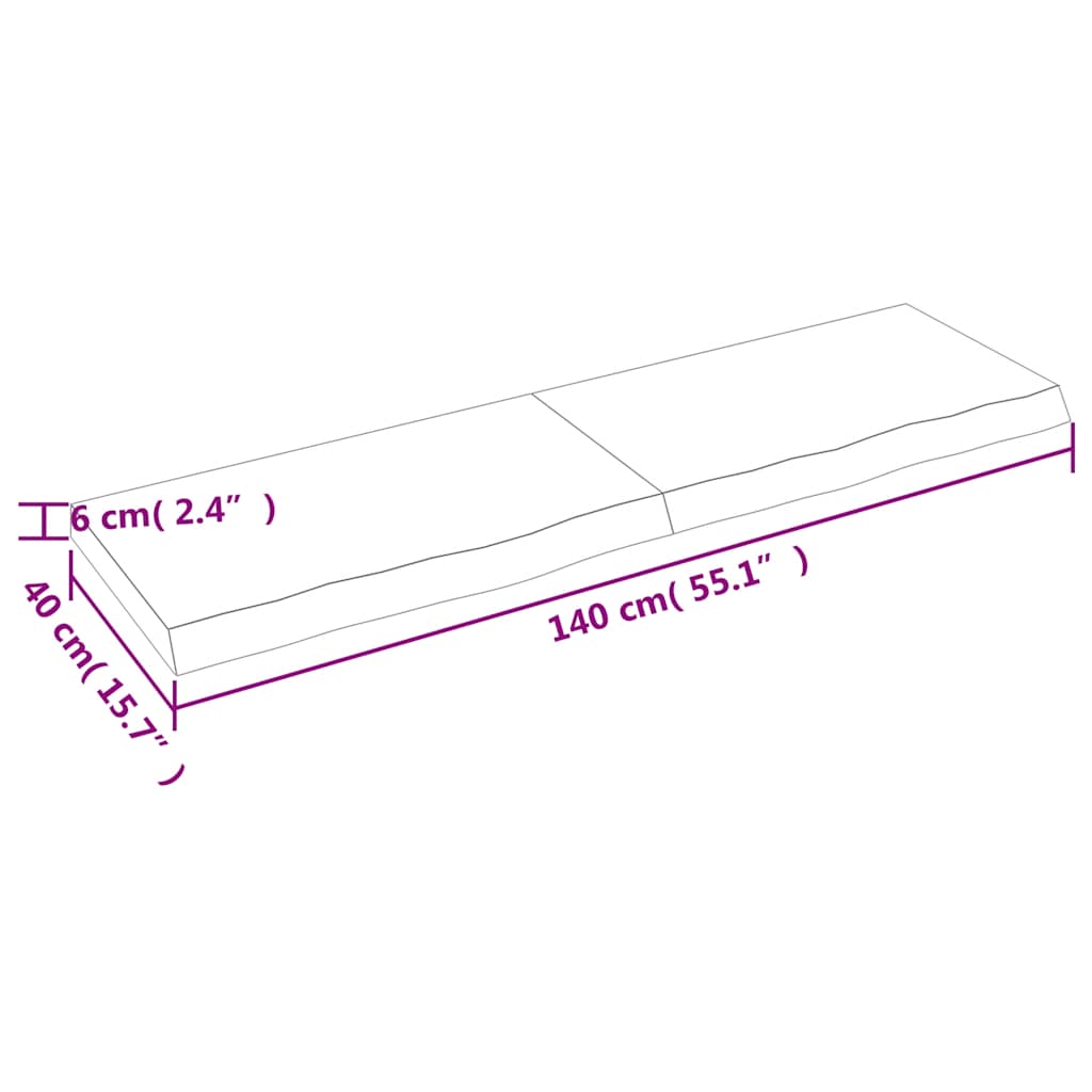 Dessus de table marron foncé bois chêne massif traité - XIOS