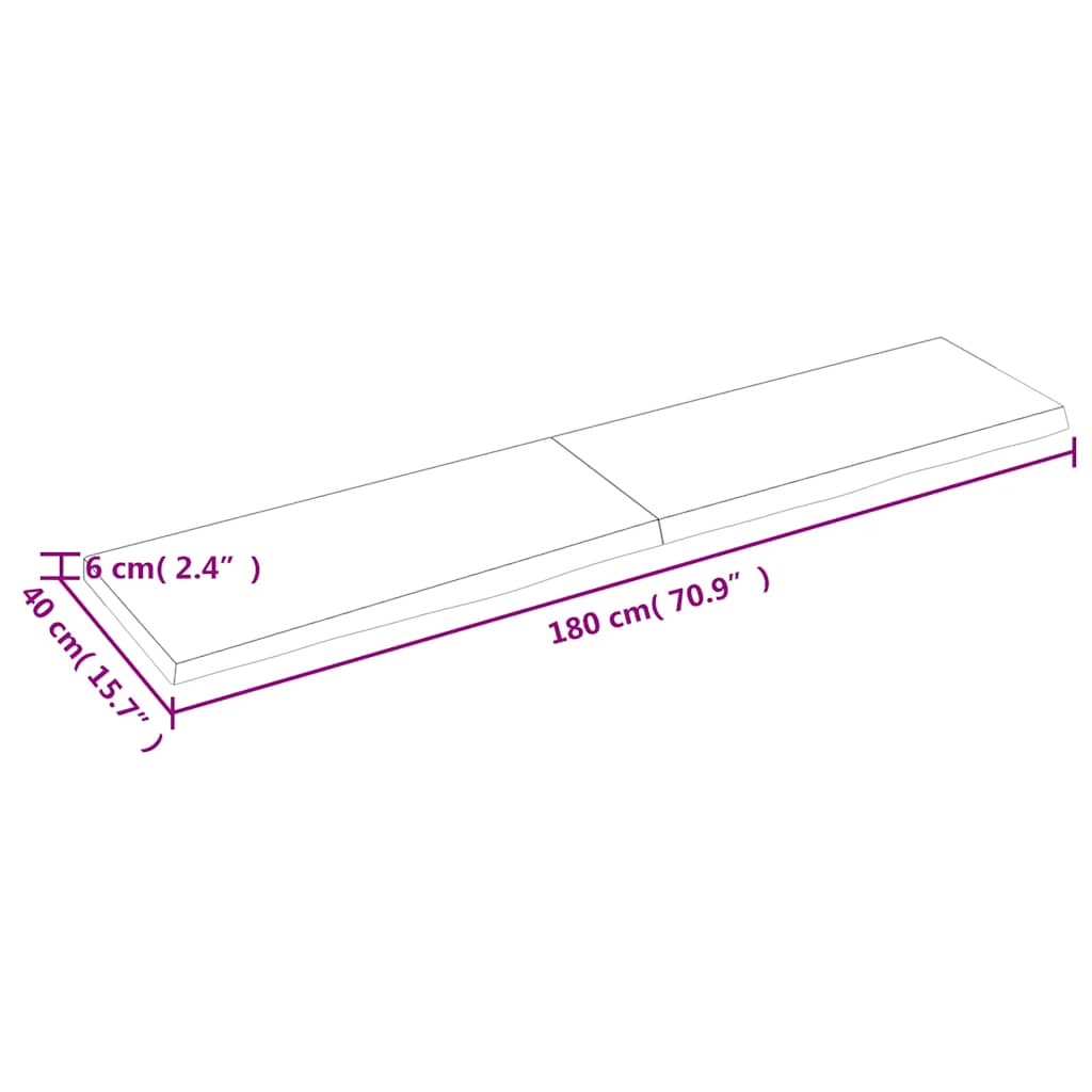 Dessus de table marron foncé bois chêne massif traité - XIOS